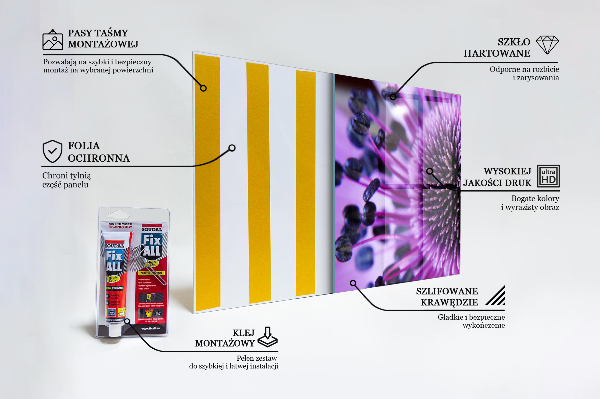 Sklenený obklad do kuchyne Fialový kvet