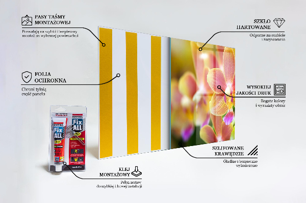 Sklenený obklad do kuchyne Oranžová orchidea