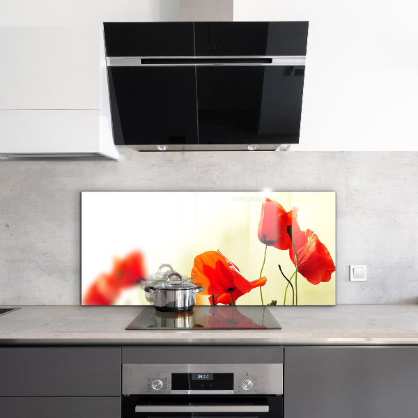 Sklenený obklad do kuchyne Poľná lúka s červenými makmi