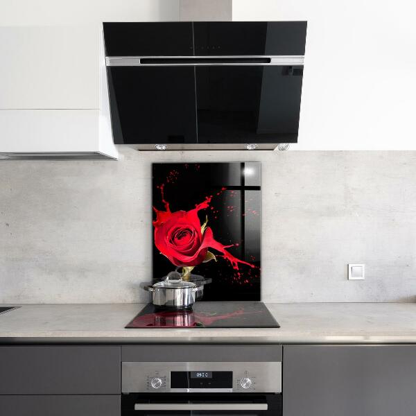 Sklenený obklad do kuchyne Abstrakt červená ruža