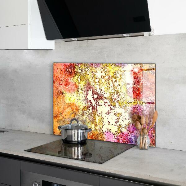Sklenený obklad do kuchyne Oranžová abstrakcia
