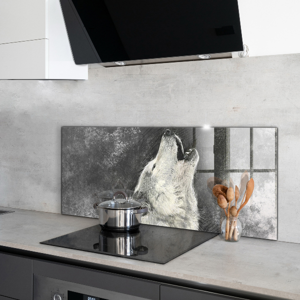 Sklenený obklad do kuchyne Kanadský vlk ilustrácie