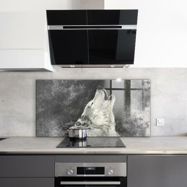 Sklenený obklad do kuchyne Kanadský vlk ilustrácie