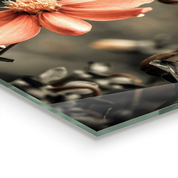 Sklenený obklad do kuchyne Vintage flower bud