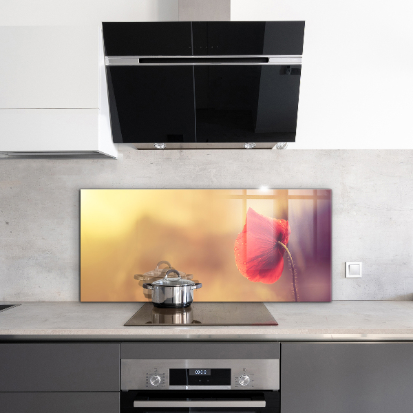 Sklenený obklad do kuchyne Vintage maková rastlina