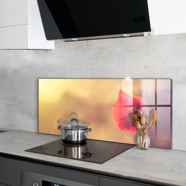 Sklenený obklad do kuchyne Vintage maková rastlina