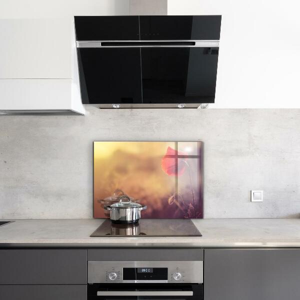 Sklenený obklad do kuchyne Vintage maková rastlina