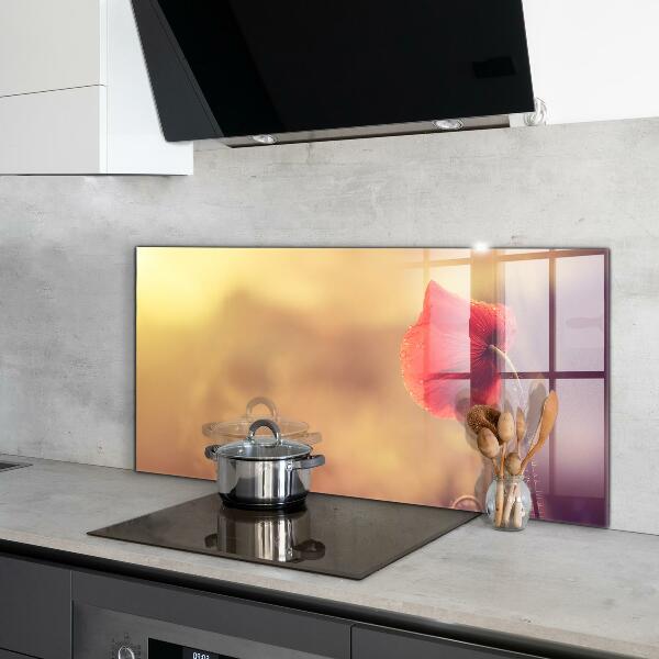 Sklenený obklad do kuchyne Vintage maková rastlina