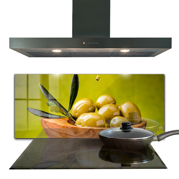 Sklenený obklad do kuchyne Zelené čerstvé olivy