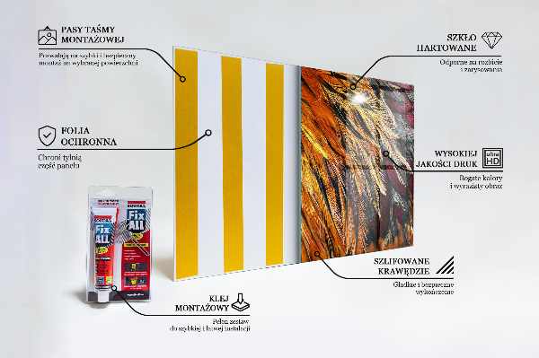 Nástenný panel  Farebné vtáčie perie