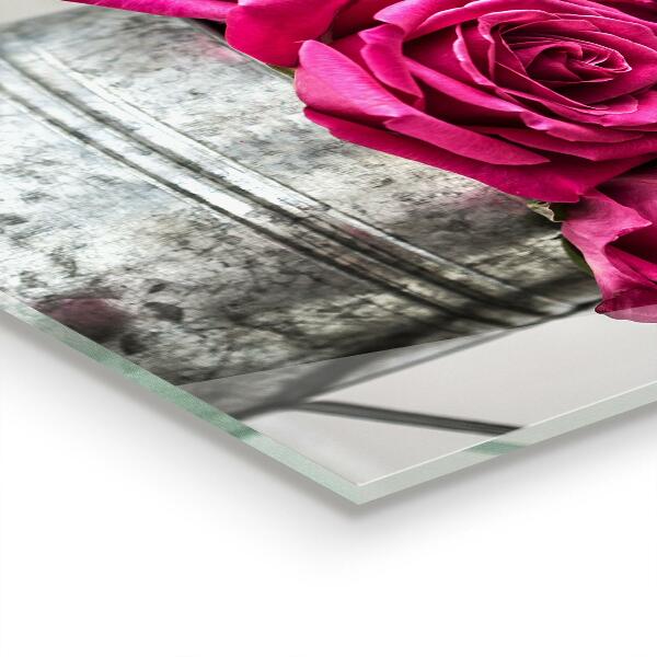 Nástenný panel  Konvička s kyticou ruží