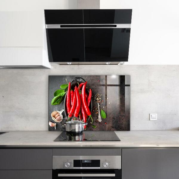 Sklenený obklad do kuchyne Varenie horúcej papriky