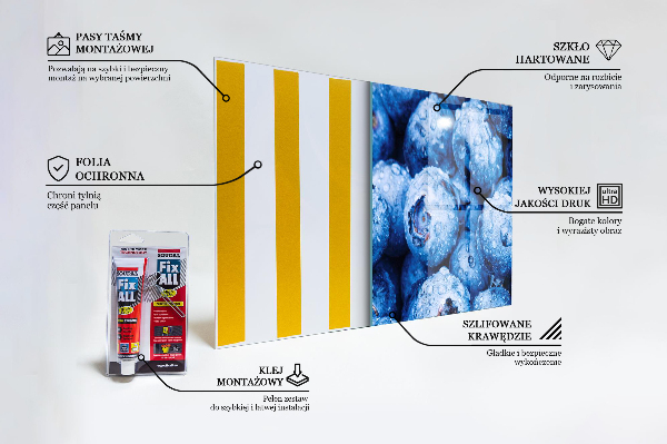 Sklenený obklad do kuchyne Zrelé bobule čučoriedok