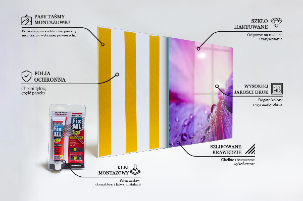 Nástenný panel  Fialový kvet s rannou rosou