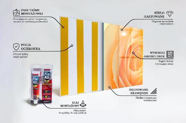 Nástenný panel  Žltý kvet ruže