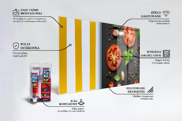 Sklenený obklad do kuchyne Talianska kuchyňa bazalkové paradajky