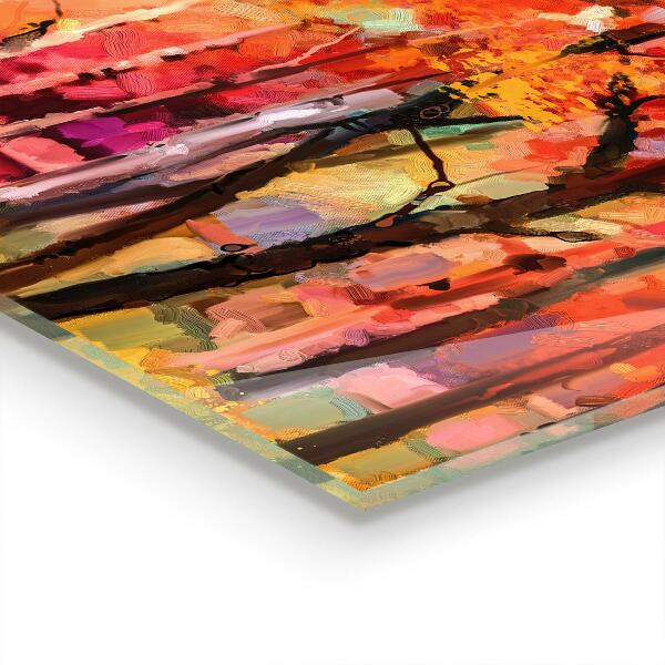 Sklenený obklad do kuchyne Jesenné stromy v parku