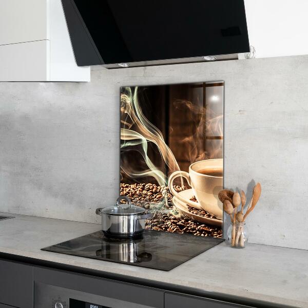 Sklenený obklad do kuchyne Šálka s aromatickou kávou