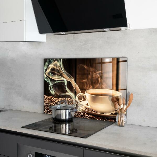 Sklenený obklad do kuchyne Šálka s aromatickou kávou