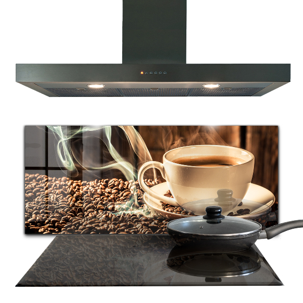 Sklenený obklad do kuchyne Šálka s aromatickou kávou