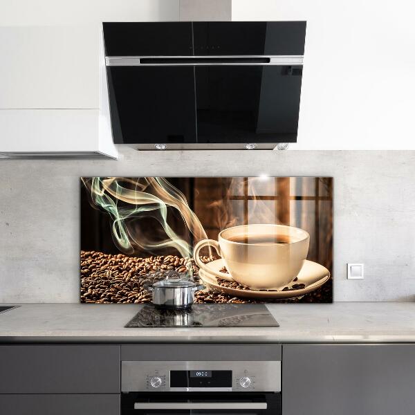 Sklenený obklad do kuchyne Šálka s aromatickou kávou