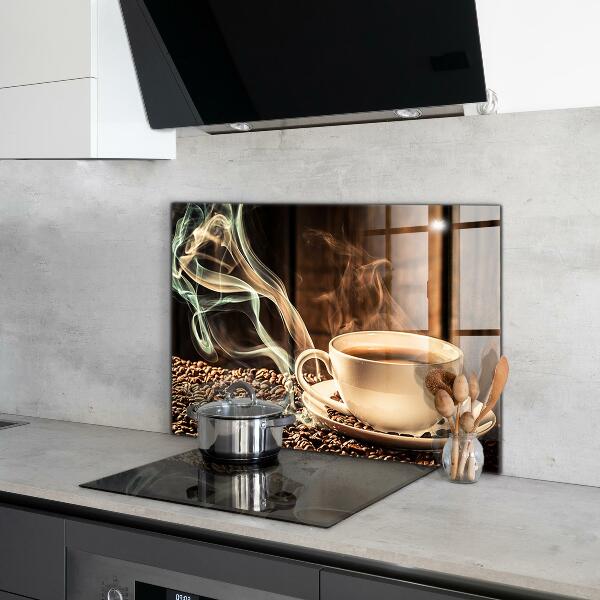 Sklenený obklad do kuchyne Šálka s aromatickou kávou