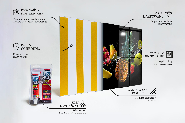 Sklenený obklad do kuchyne Zloženie šťavnatého ovocia
