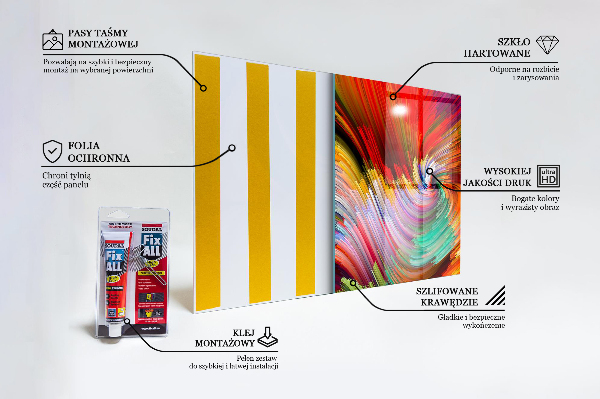 Sklenený obklad do kuchyne Energetická zmes farieb