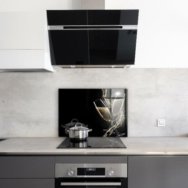 Sklenený obklad do kuchyne Nočný prípitok so šampanským