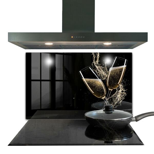 Sklenený obklad do kuchyne Nočný prípitok so šampanským