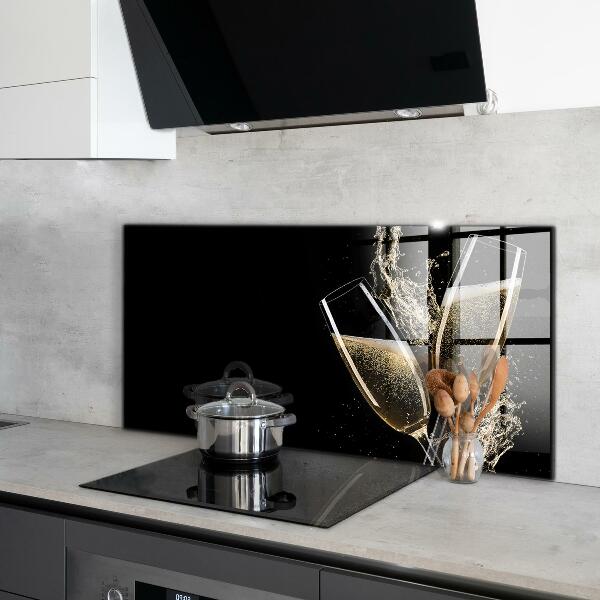 Sklenený obklad do kuchyne Nočný prípitok so šampanským