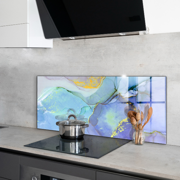 Sklenený obklad do kuchyne Modrá energetická abstrakcia