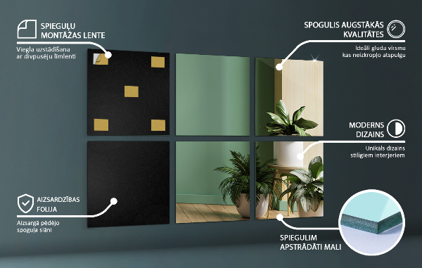 Zrkadlové kachličky 6 ks 20x20 cm