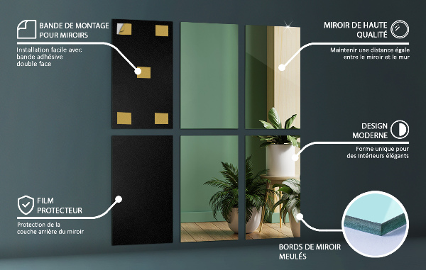 Súprava zrkadlových obkladačiek 6 ks 30x16 cm