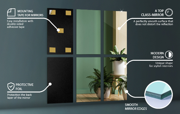 Samolepiace zrkadlové dlaždice 6 ks 30x20 cm