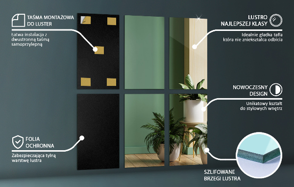 Samolepiace zrkadlové dlaždice 6 ks 30x20 cm