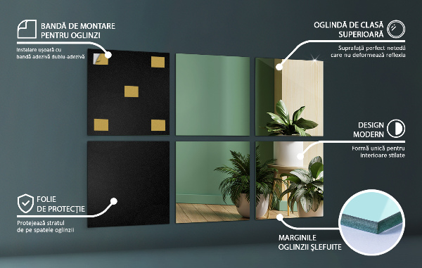 Zrkadlové dlaždice 6 ks 30x30 cm