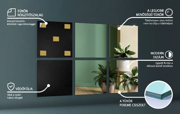 Zrkadlové dlaždice 6 ks 30x30 cm