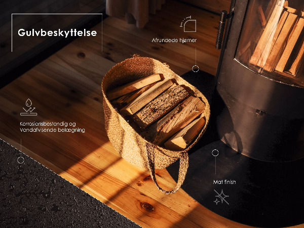 Nehorľavá podložka pred krb z čierneho plechu 100x100 cm