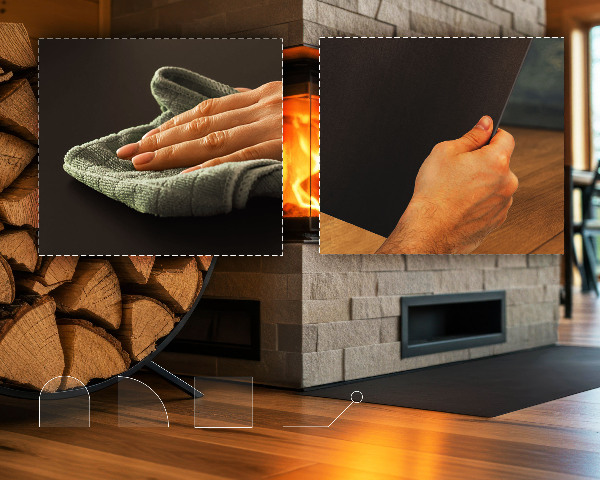 Nehorľavá podložka pod krb z čierneho plechu 100x100 cm