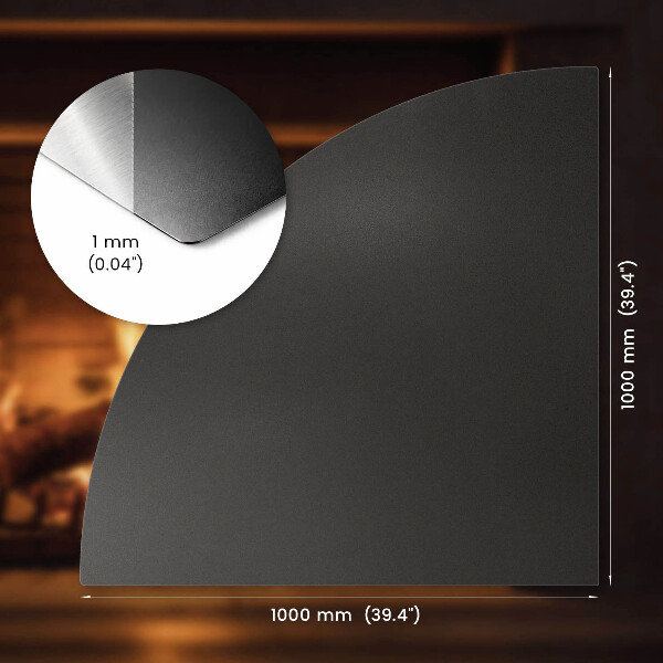 Nehorľavá podložka pred krb z čierneho plechu 100x100 cm