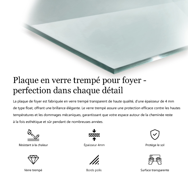 Sklenená podložka pod krb štvorcová 60x60 cm