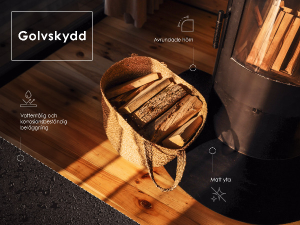 Nehorľavá podložka pred krb z čierneho plechu 80x90 cm