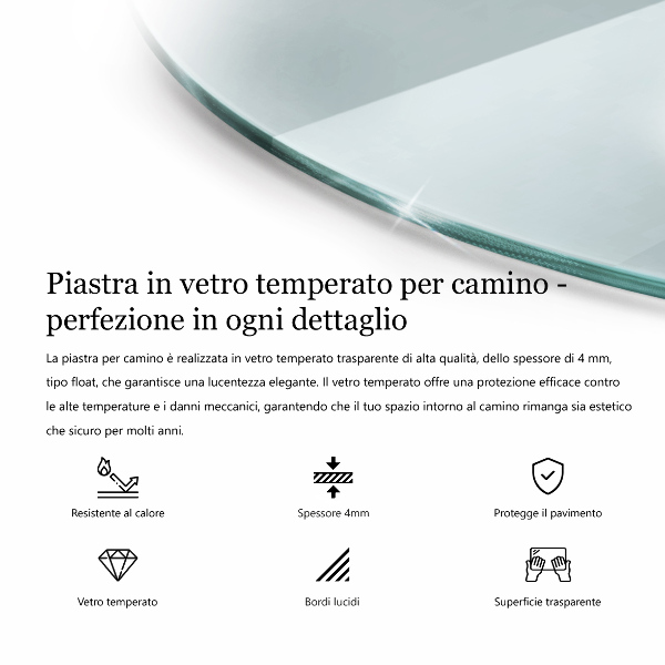 Sklenená podložka pod krbové kachle kruhová fi50 cm