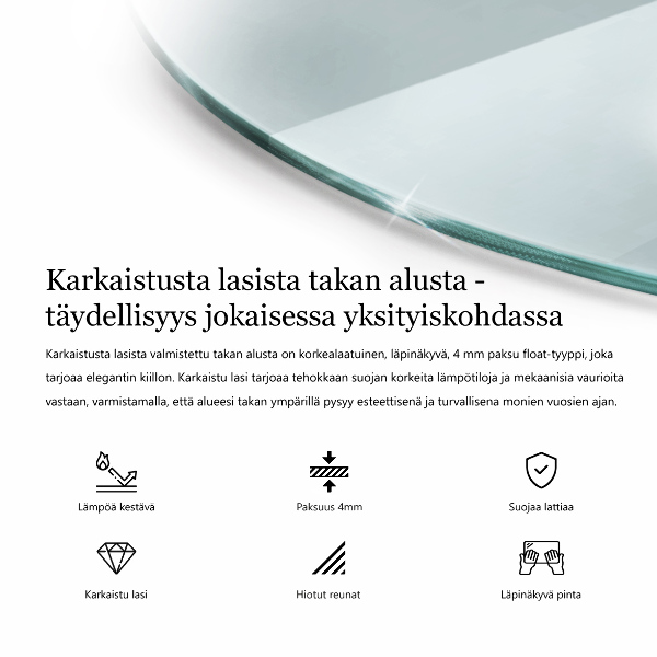 Sklenená podložka pod krbové kachle kruhová fi50 cm