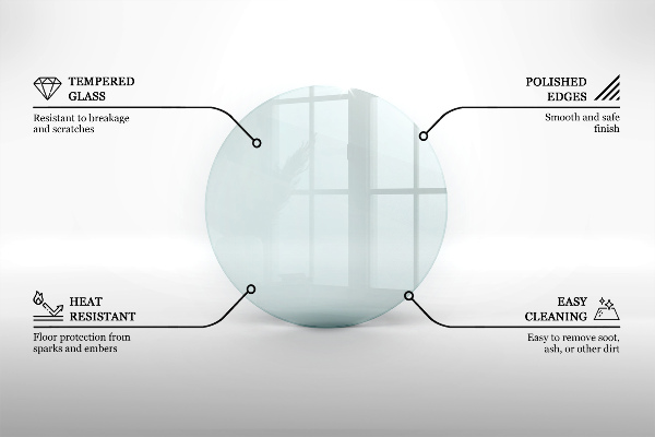 Sklenená podložka pod krbové kachle kruhová fi50 cm