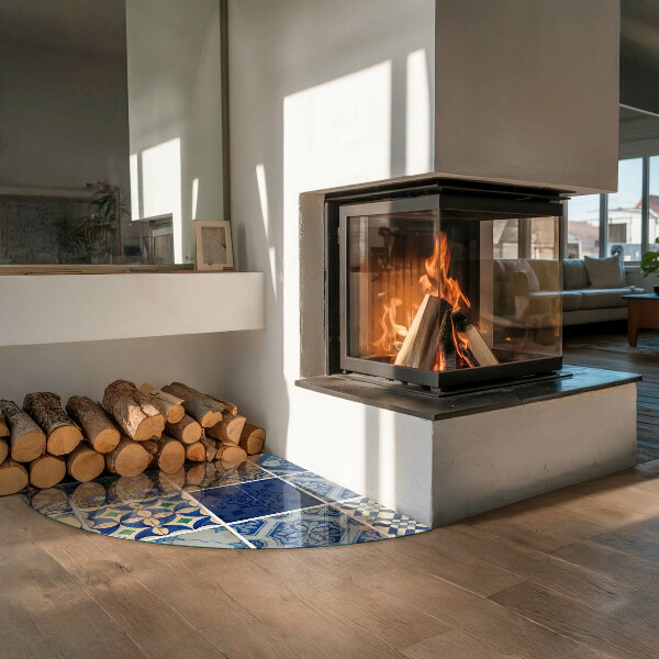 Sklenená podložka pod krbové kachle Vzory keramických dlaždíc