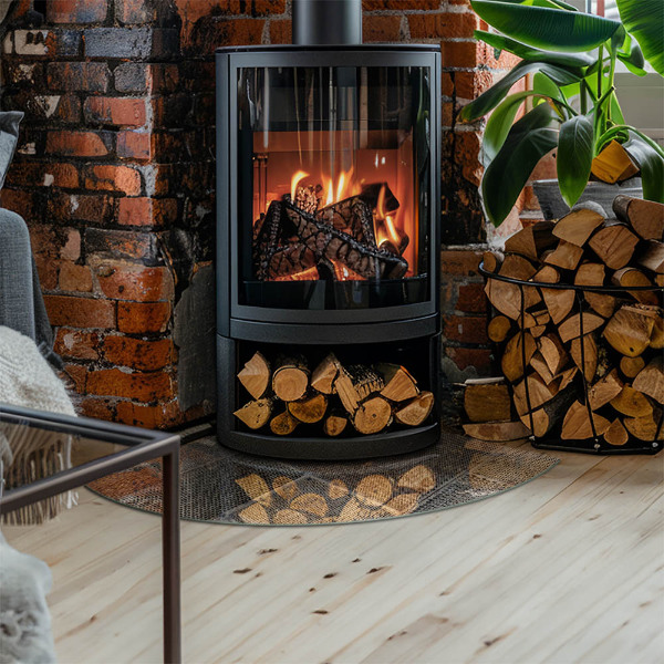 Sklenená podložka pod krbové kachle Vzor perforovaného plechu