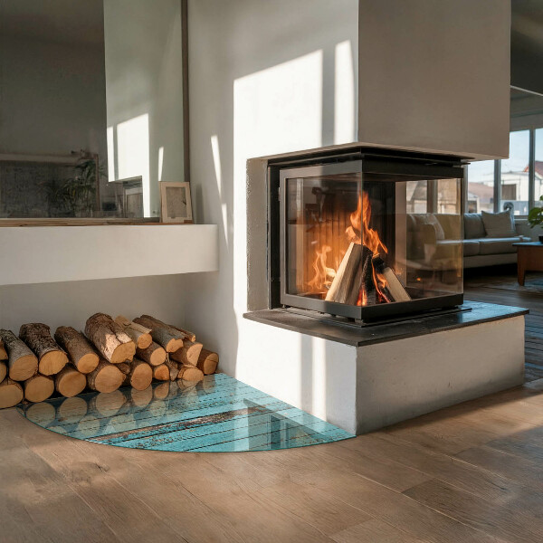 Sklenená podložka pod krb Dosky v rustikálnom štýle