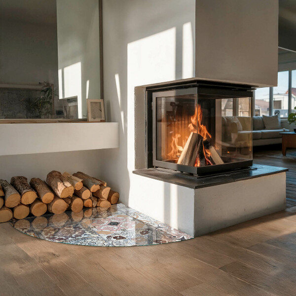 Sklenená podložka pod krb Mozaikové vzory v dlaždiciach